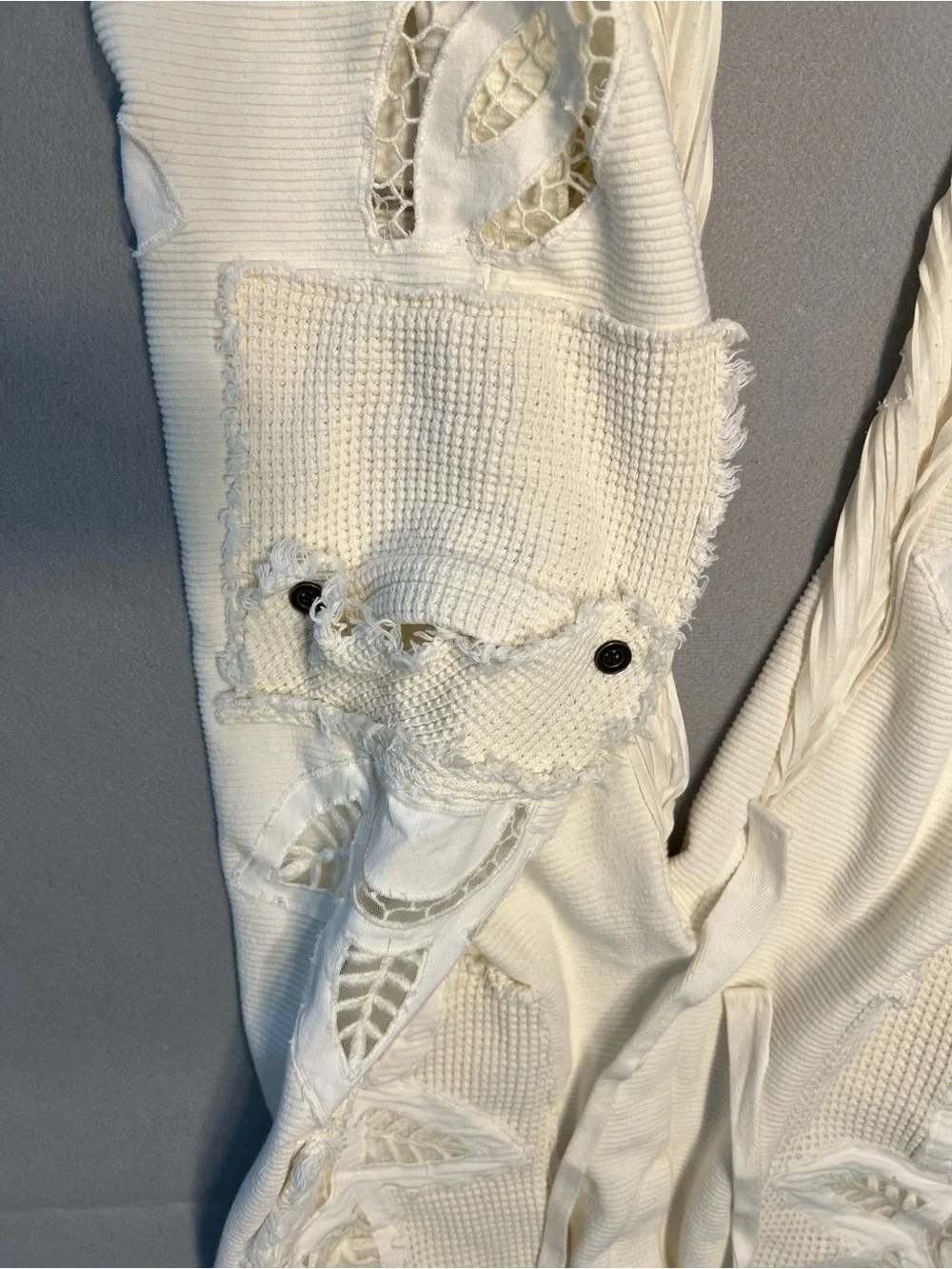 Free People Womens White Ribbed Cotton Jogger Pants Drawstring Pockets Lace S